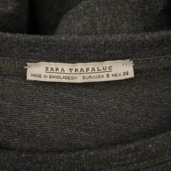 Zara Trafaluc Gray Long Sleeve Ruffle Hem Shift Dress | Cotton Blend Casual Comf - Picture 7 of 10